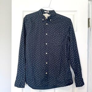 H&M Dark Blue Floral Button Down Shirt